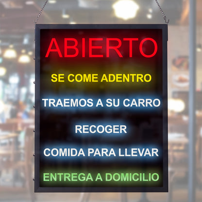 LED-21 - All-in-One "OPEN" LED Sign, Spanish