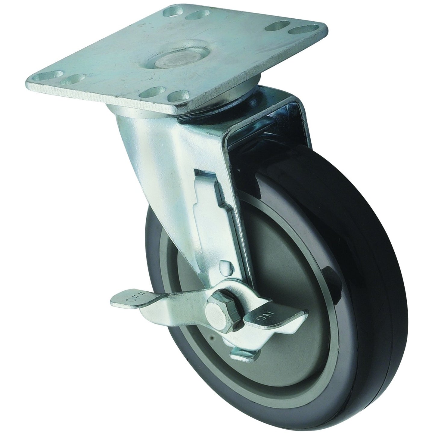 CT-33B - Universal Caster Set with Brake, 3-1/2" Square Plate, 5" Wheels