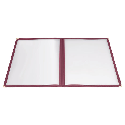 PMCD-9U - Book-Fold Double Panel Menu Cover - Burgundy, 9-3/8 x 12-1/8