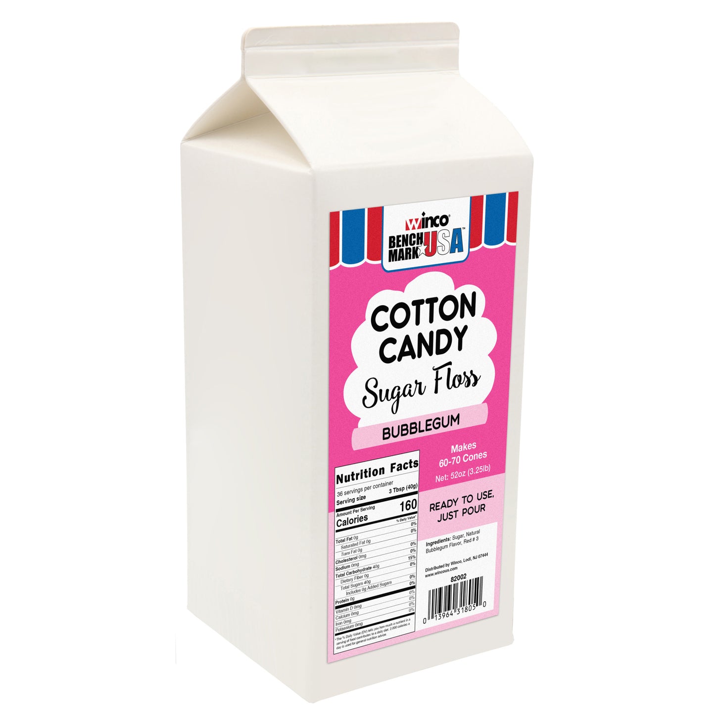 82002CS - BenchmarkUSA 3-1/4 lb Cotton Candy Floss - Bubblegum
