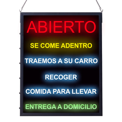 LED-21 - All-in-One "OPEN" LED Sign, Spanish