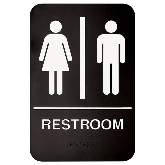 SGNB-603 - Information Signs with Braille, 6"W x 9"H - Restroom