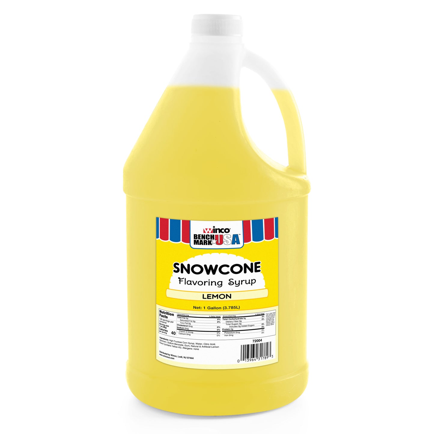 72004CS - BenchmarkUSA 1 Gallon Snow Cone Syrup - Lemon