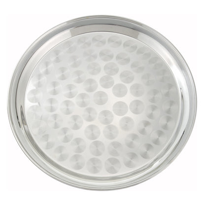 STRS-12 - Stainless Steel Round Serving Tray with Swirl Pattern - 12"