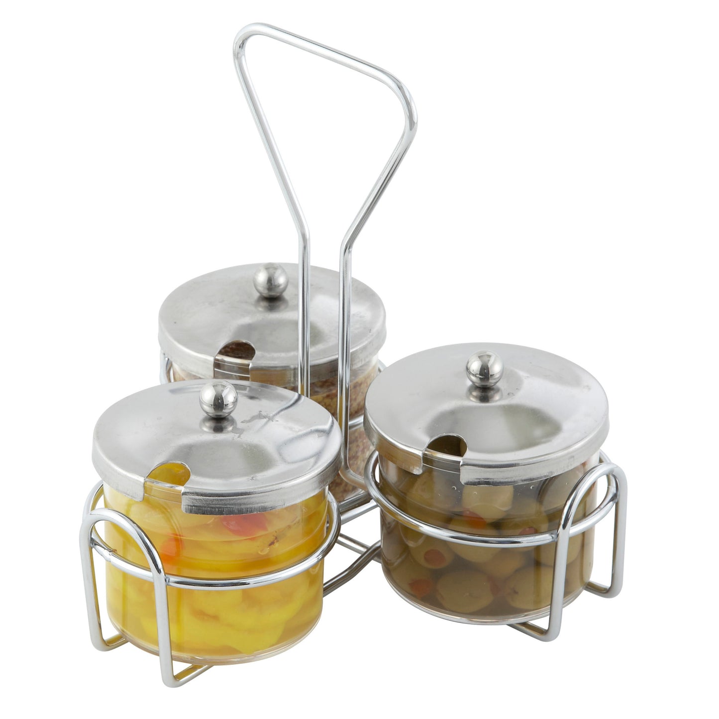 WH-4 - Chrome Plated 3-Ring Condiment Jar Rack