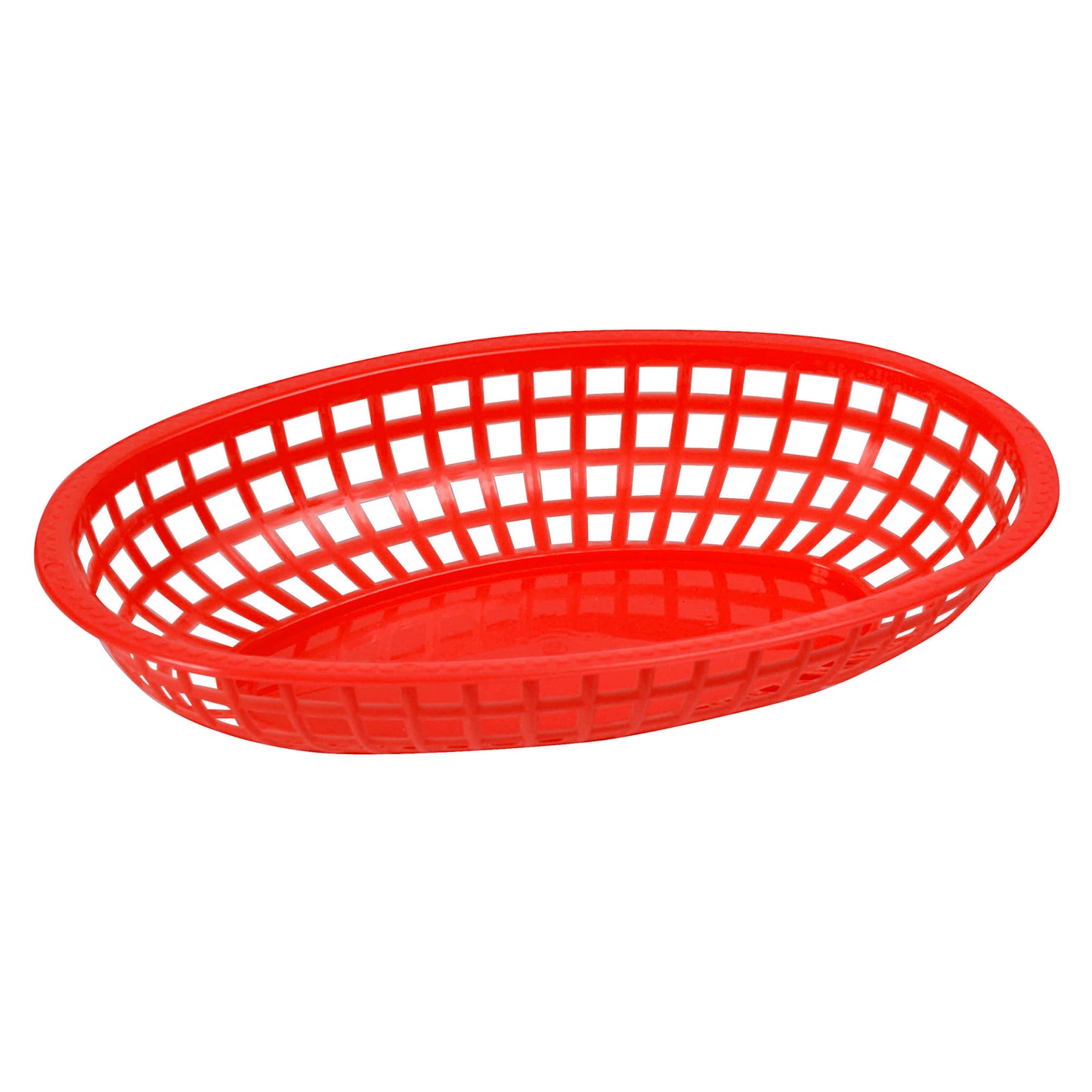 POB-R - Oval Fast Food Basket, 10-1/4" x 6-3/4" x 2" - Red