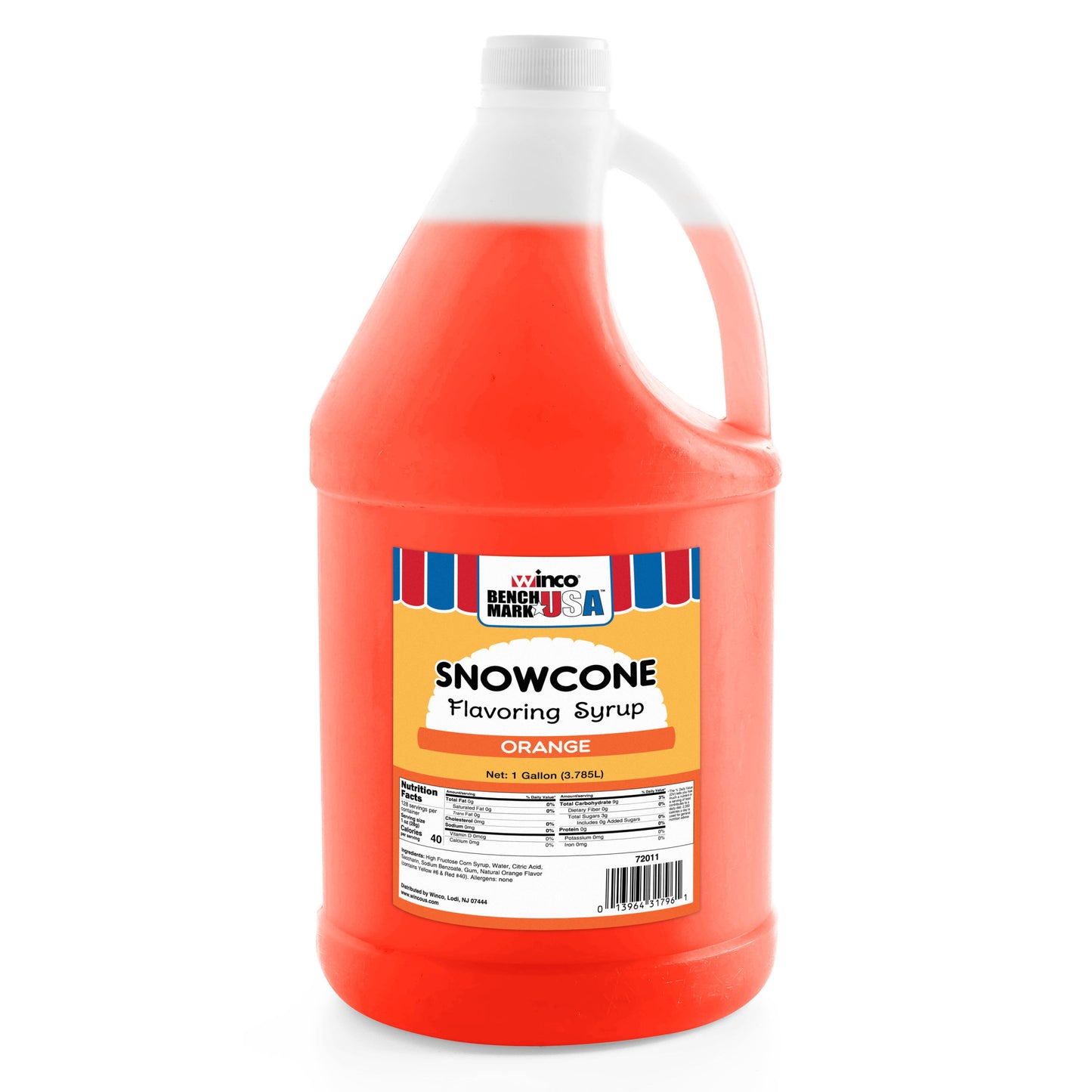 72011CS - BenchmarkUSA 1 Gallon Snow Cone Syrup - Orange