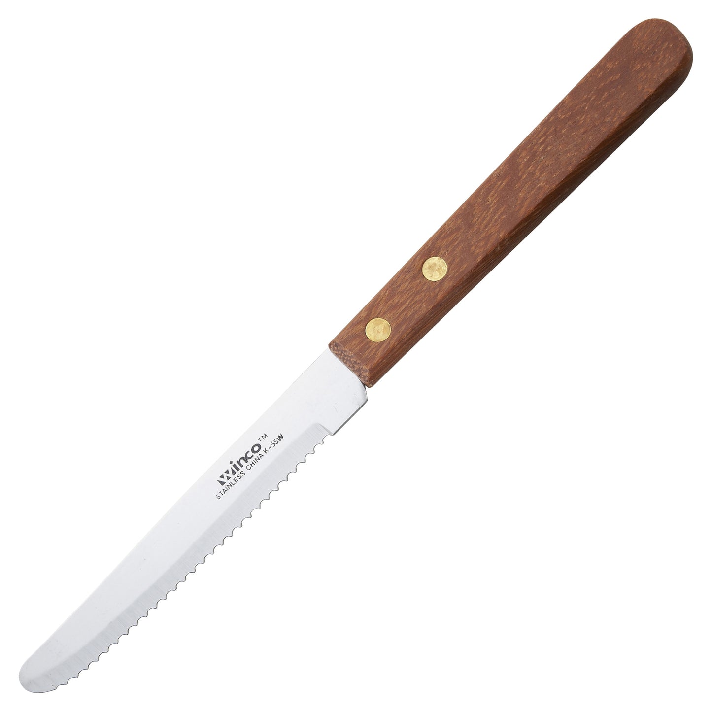 K-55W - Steak Knives, 4-1/2" Blade, Wooden Handle, Round Tip