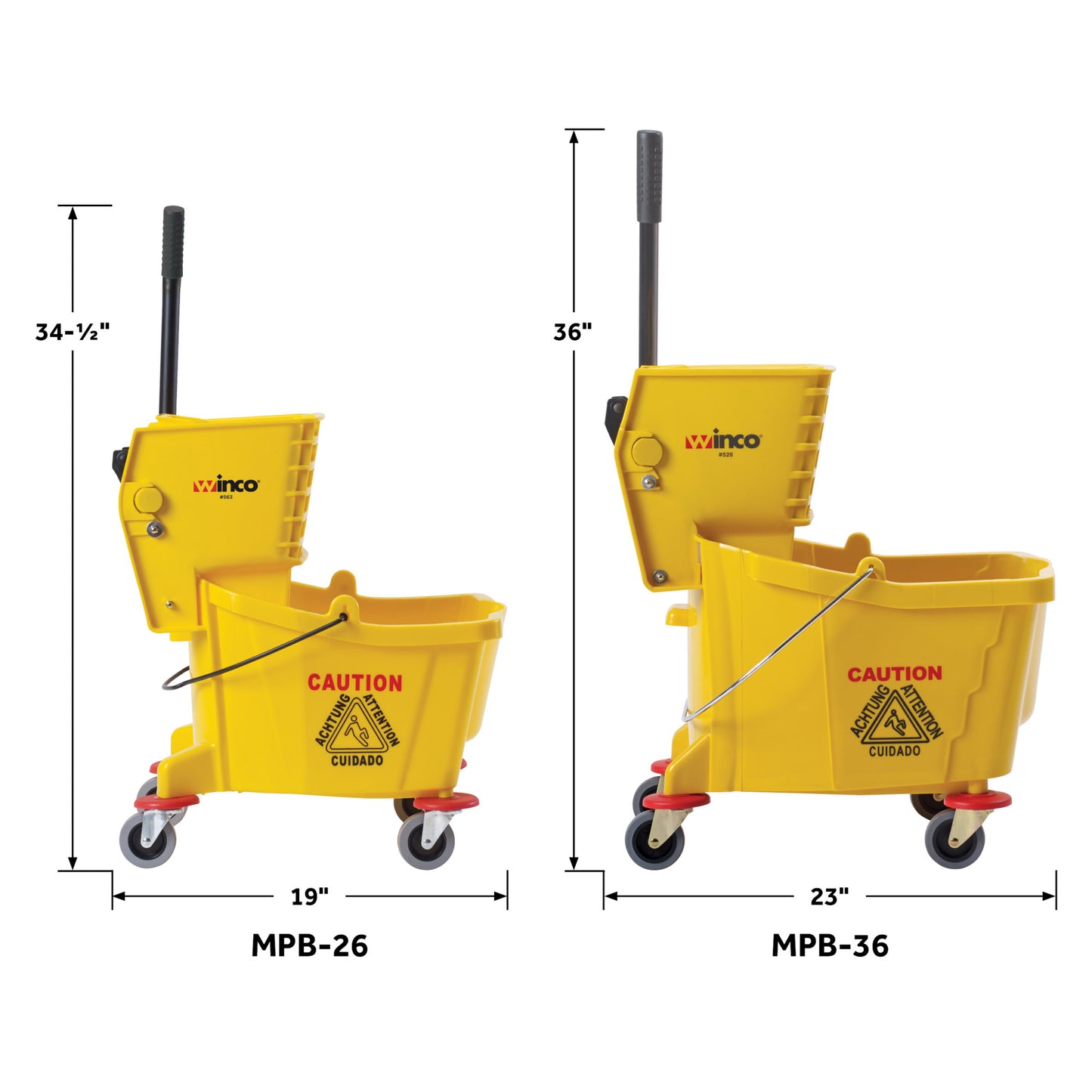 MPB-26 - 26 Quart Mop Bucket with Side-Press Wringer, Yellow