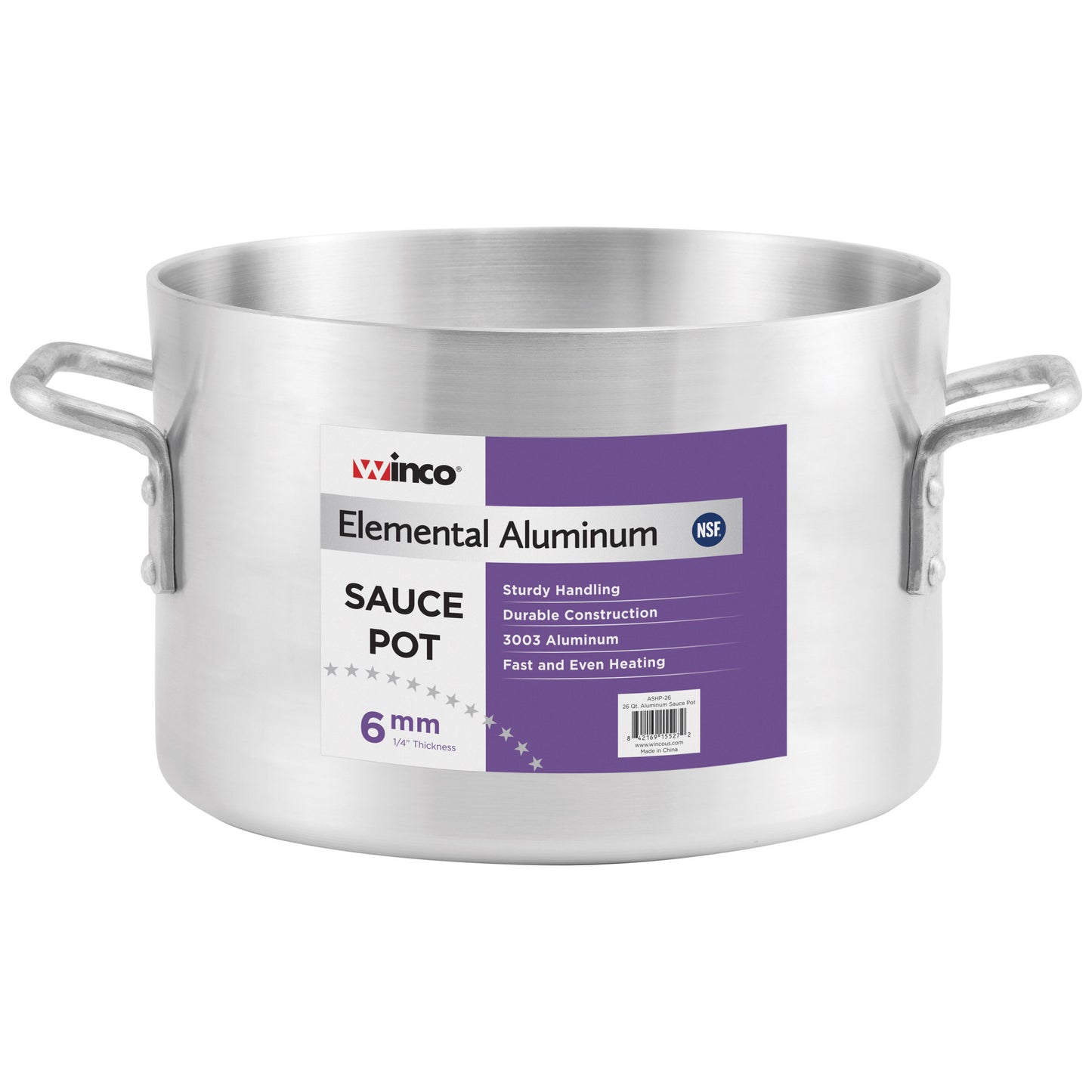 ASHP-26 - Elemental Aluminum Sauce Pot, 6mm - 26 Quart