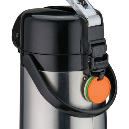 AP-819 - Glass Lined Airpot with Lever Top, Stainless Steel Body - 1.9 Liter