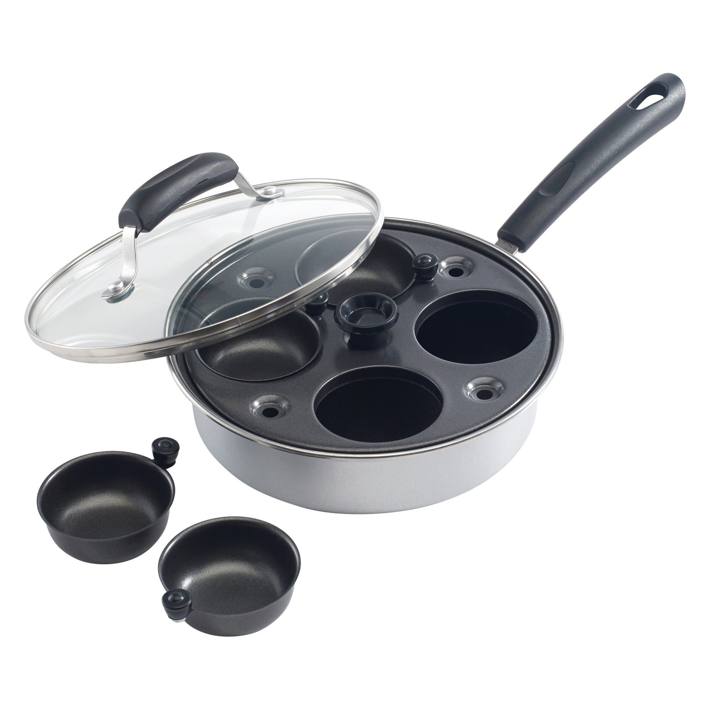 CEP-4 - Egg Poacher Set: Stainless Steel Pan with Inner Nonstick Cups