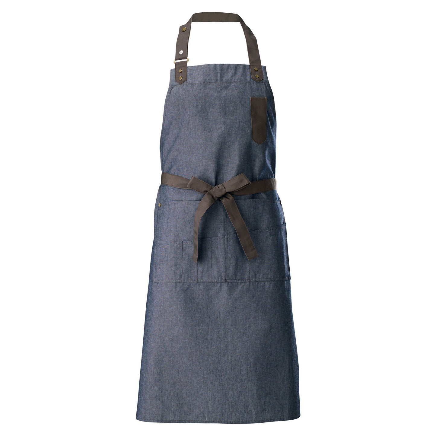 BA-3327B - Mid-Weight Bib Apron with 8 Waist Pockets - Blue