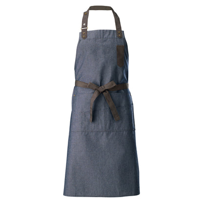 BA-3327B - Mid-Weight Bib Apron with 8 Waist Pockets - Blue