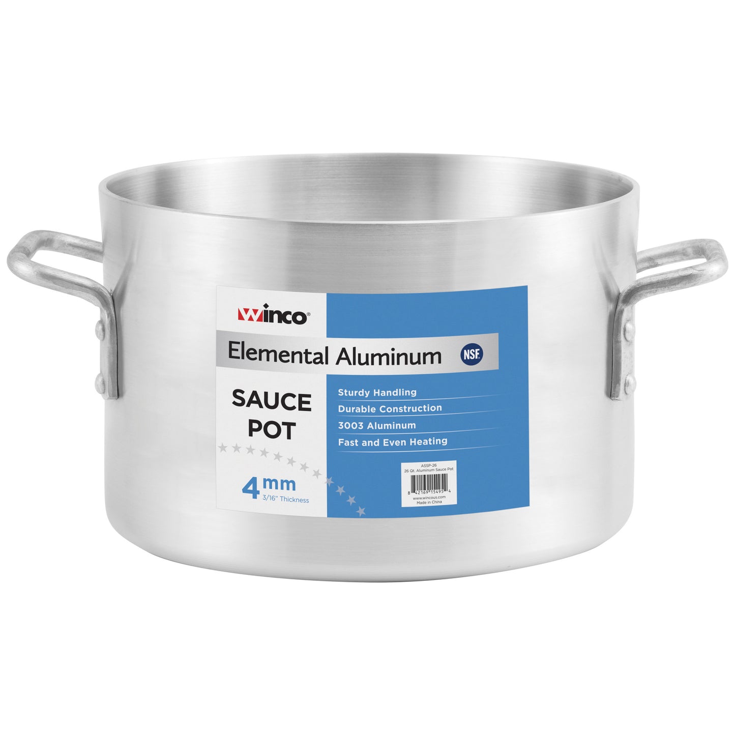 ASSP-40 - Elemental Aluminum Sauce Pot, 4mm - 40 Quart