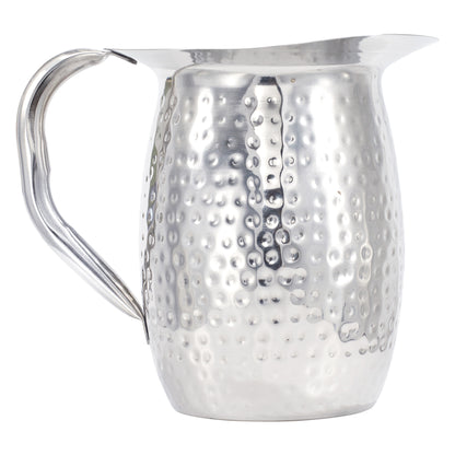 WPB-2CH - 2 Qt Hammered S/S Bell Pitcher with Ice Guard