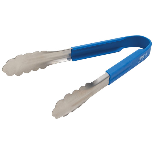UTSH-9B - Winco Prime 9" Stainless Steel Utility Tongs with Blue Silicone Handle