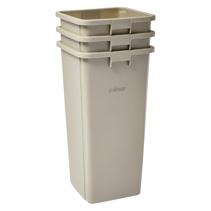 PTCS-23BE - Tall Square Trash Can - 23 Gallon, Beige