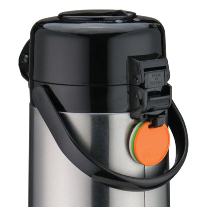 AP-525 - Glass Lined Airpot with Push Button Top, Stainless Steel Body - 2.5 Liter