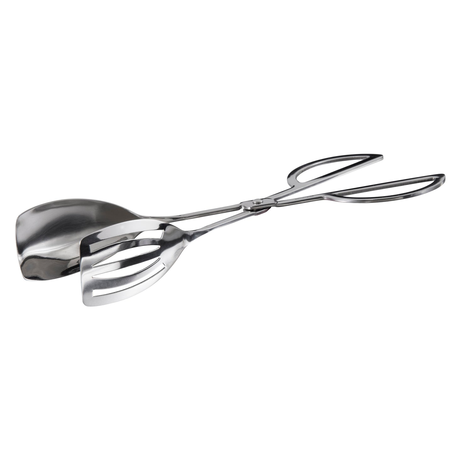 ST-10S - 10" Slotted and Solid Spatula Salad Tongs, Mirror Finish Stainless Steel