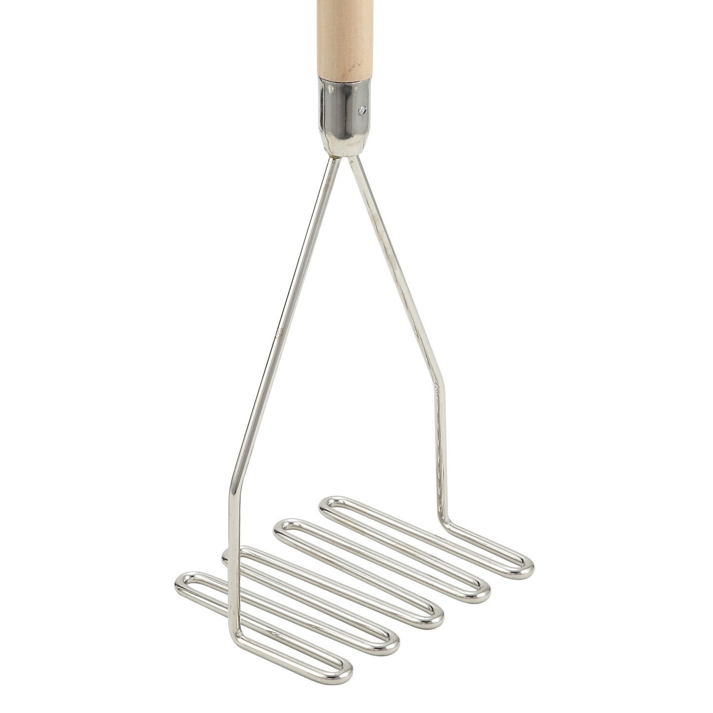 PTM-24S - Potato Masher with Wooden Handle - 5-1/4" Square