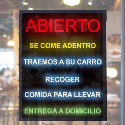 LED-21 - All-in-One "OPEN" LED Sign, Spanish