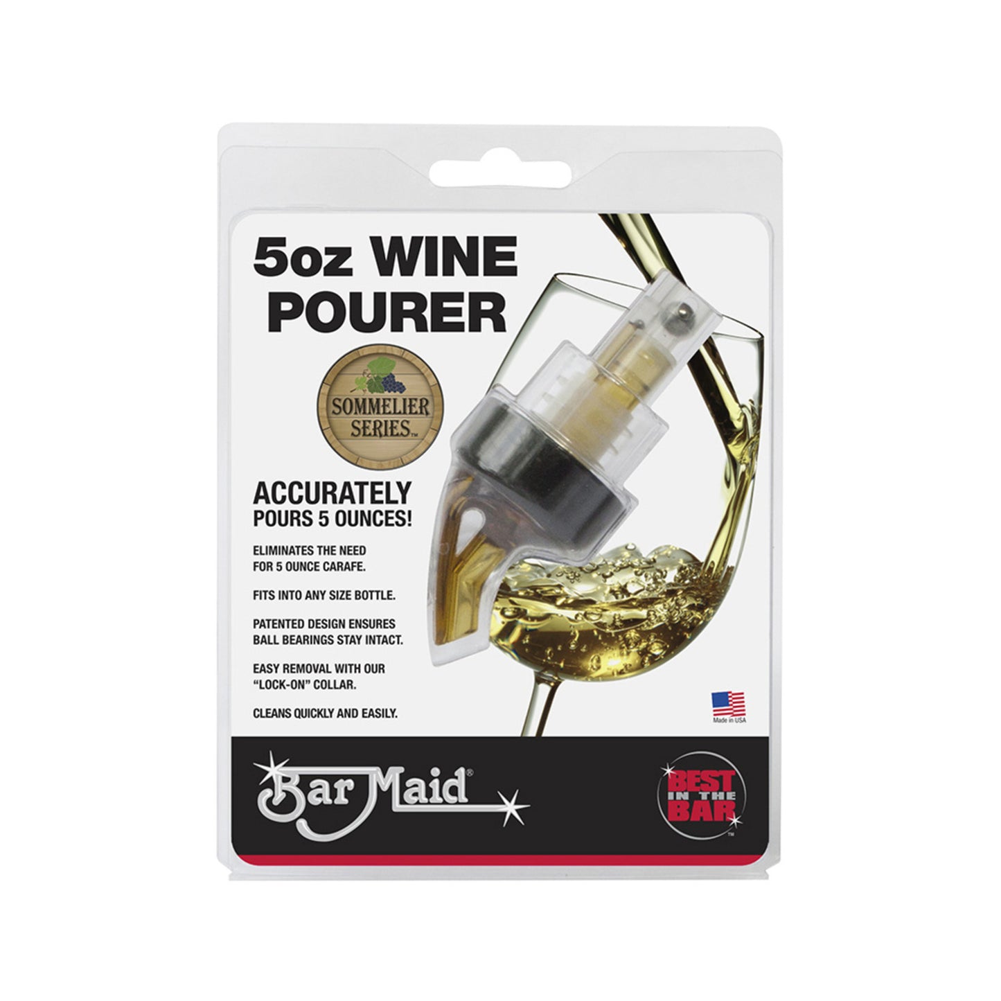 BMP-500RAC - Bar Maid 5 oz Wine Pourer, Amber with Black Collar