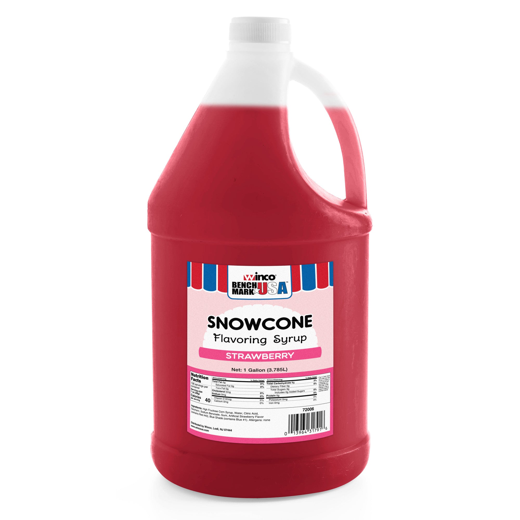 72006CS - BenchmarkUSA 1 Gallon Snow Cone Syrup - Strawberry – Winco