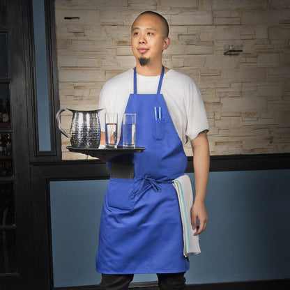 BA-PBL - Full-Length Bib Apron with Pockets - Blue