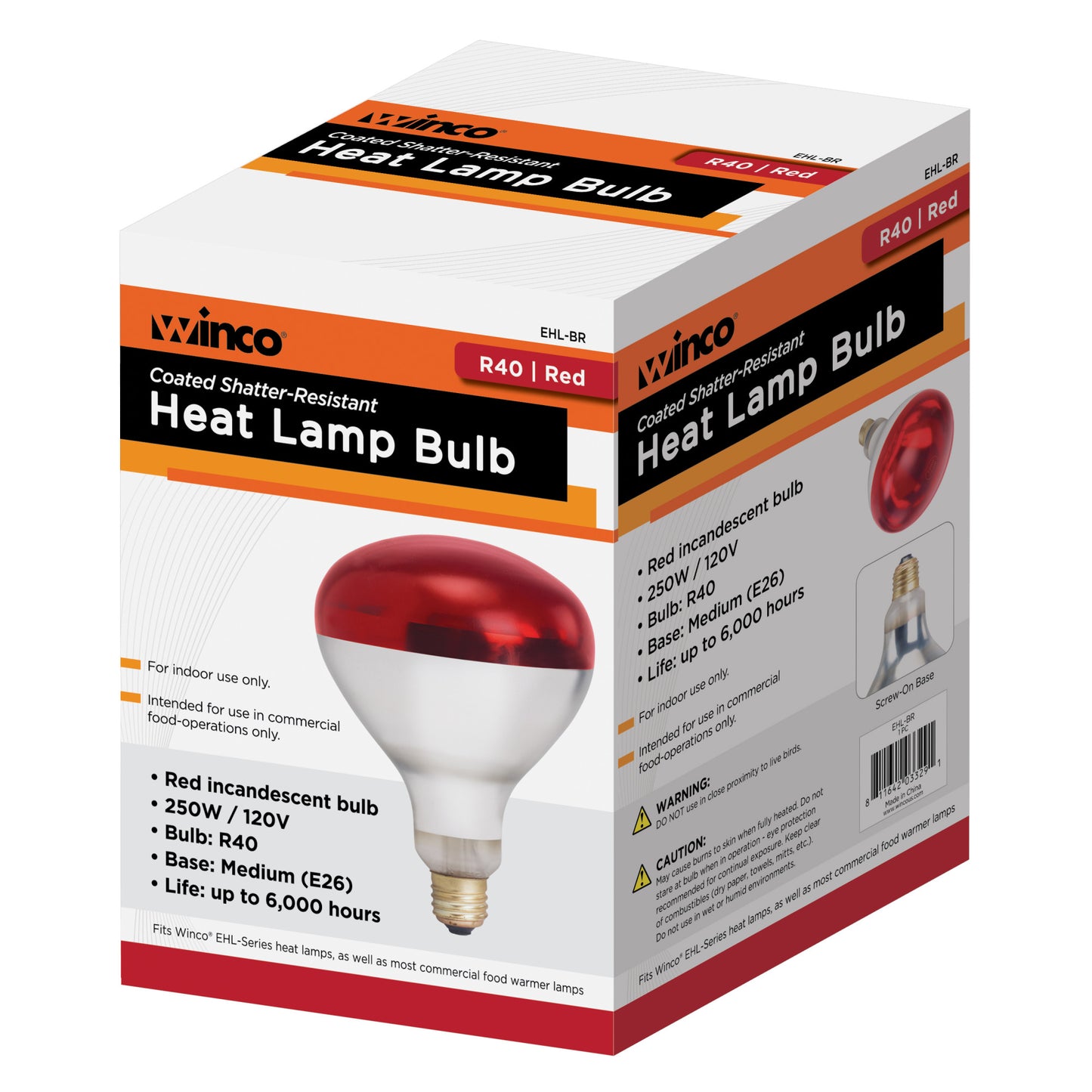 EHL-BR - Shatter-Resistant Bulb, 250W, Red