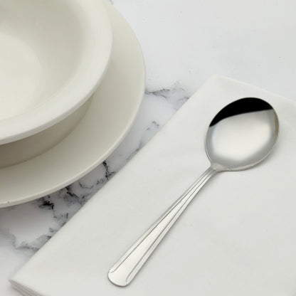 0001-04 - Dominion Bouillon Spoon, 18/0 Medium Weight