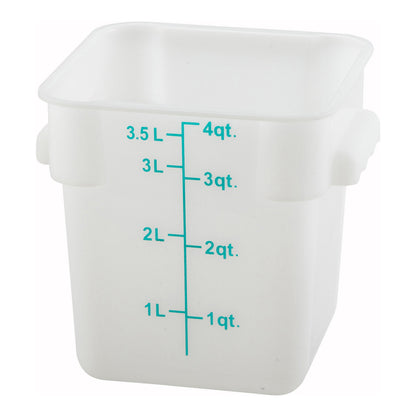 PESC-4 - Square Storage Container, White Polypropylene - 4 Quart