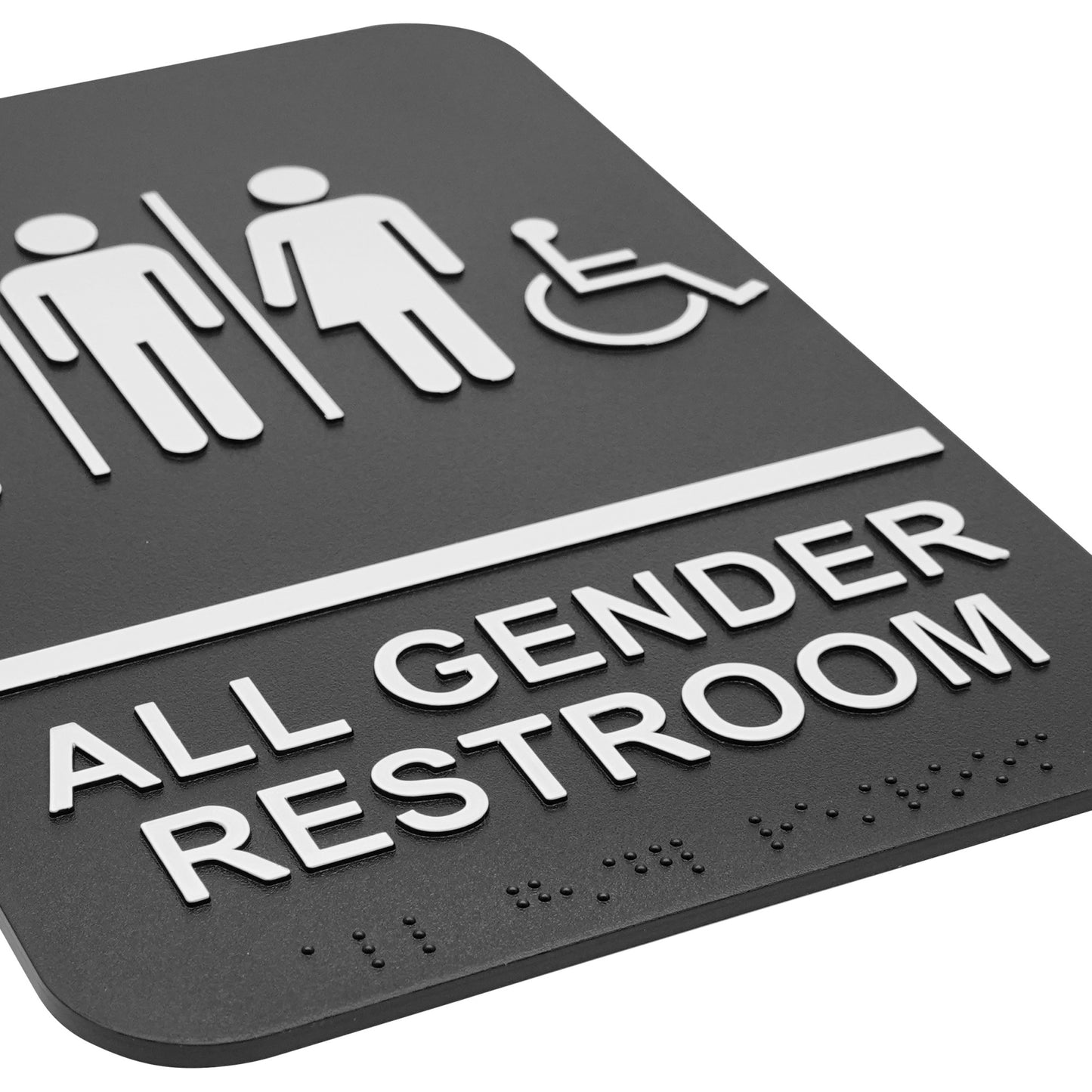 SGNB-608 - Information Signs with Braille, 6"W x 9"H - All Gender Restroom w/ Accessible