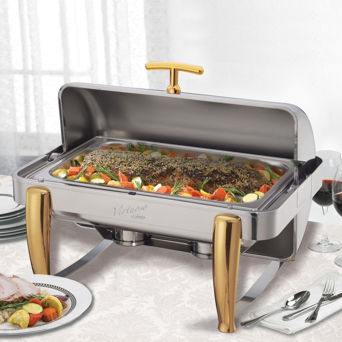 101A - Virtuoso Collection 8 Quart Full-size Roll-Top Chafer, Extra Heavyweight