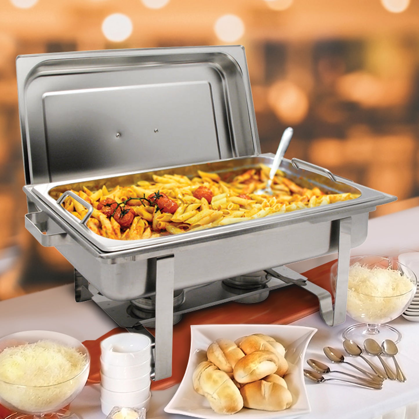 C-2080B - Get-A-Grip 8 Quart Full-Size Chafer, Stainless Steel