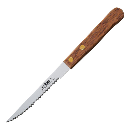 K-35W - Steak Knives, 4" Blade, Wooden Handle, Pointed Tip