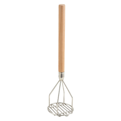PTM-18R - Potato Masher with Wooden Handle - 4" Round
