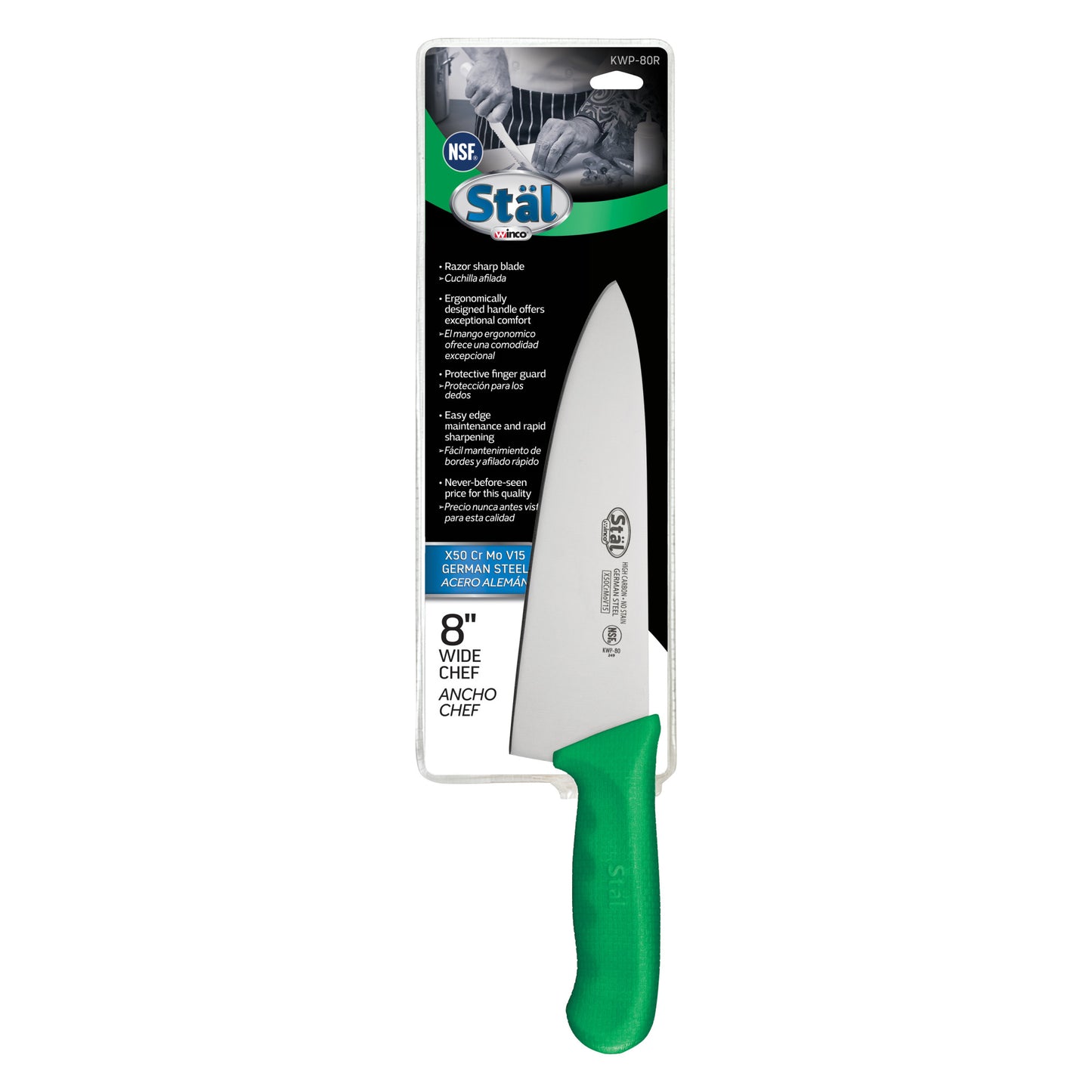 KWP-80G - Stäl 8" Chef's Knife - Green