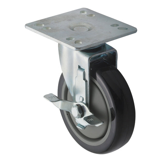 CT-44B - Universal Caster Set with Brake, 4" Square Plate, 5" Wheels