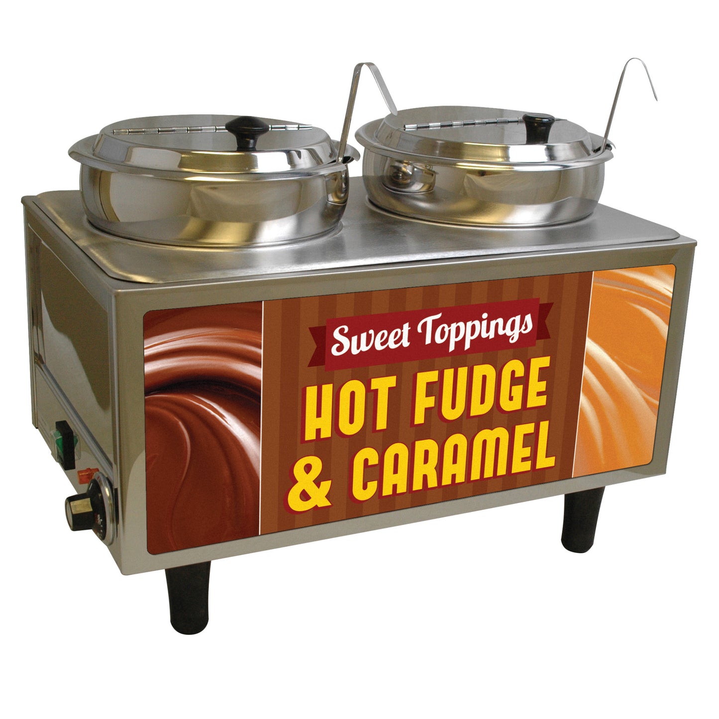 51072H - BenchmarkUSA "Hot Fudge & Caramel" Food Warmer - 2 Ladles, 2Lids
