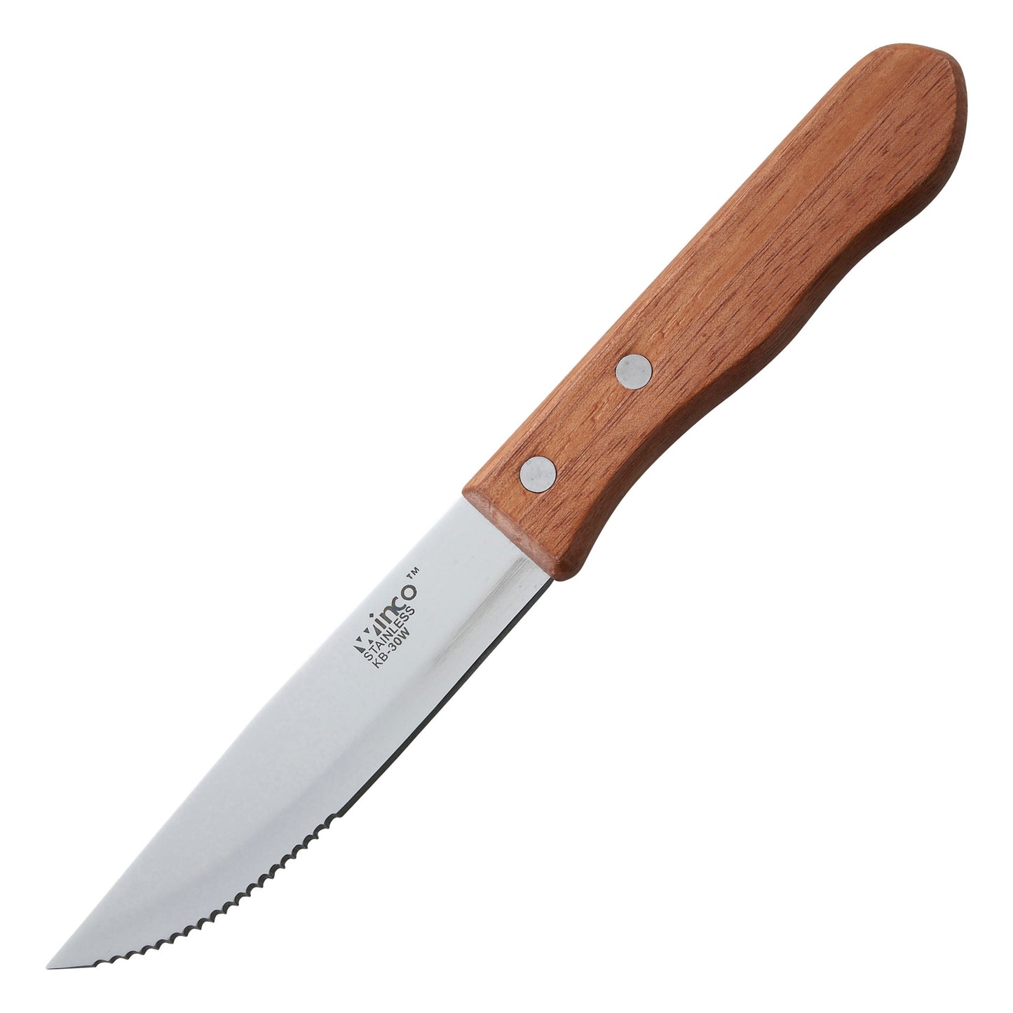 KB-30W - Jumbo Steak Knives, 5" Blade, Wooden Handle, Pointed Tip