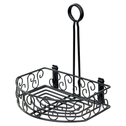 WBKH-6SB - 6-1/4" Flat-Back Wire Condiment Caddy with 8-1/4" Handle