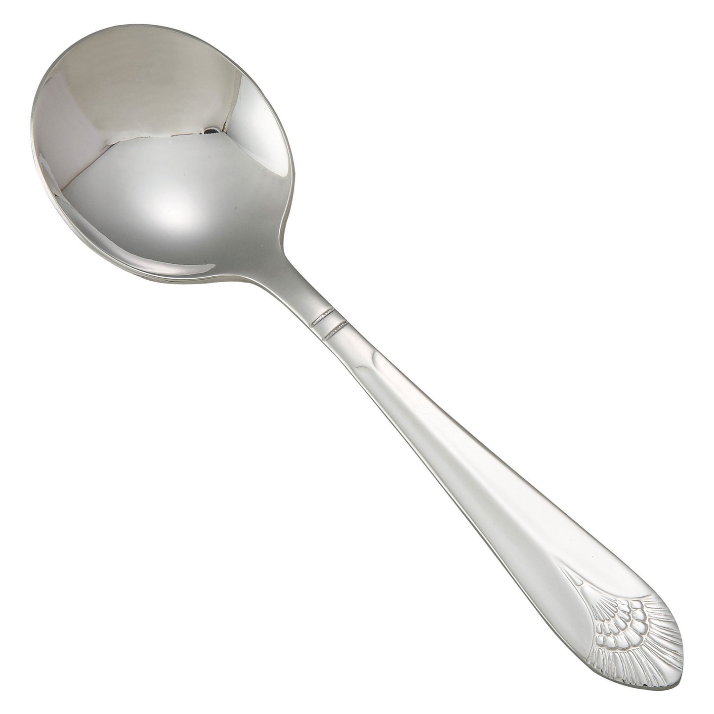 0031-04 - Peacock Bouillon Spoon, 18/8 Extra Heavyweight
