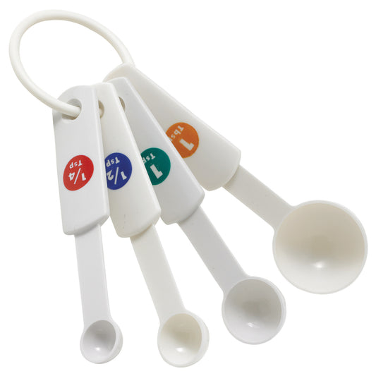 MSPP-4 - Measuring Spoon Set, 4-piece, White, Plastic