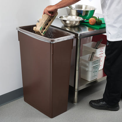 PTC-23B - 23 Gallon Slender Trash Cans - Brown