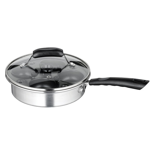 CEP-4 - Egg Poacher Set: Stainless Steel Pan with Inner Nonstick Cups