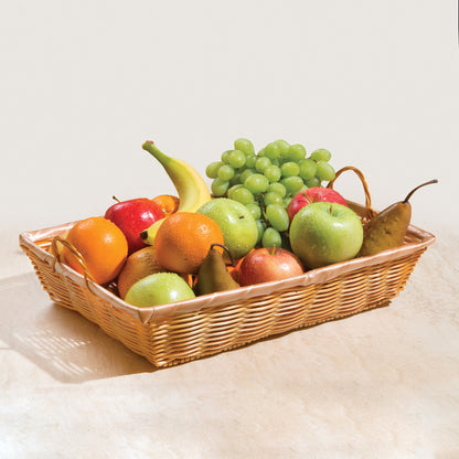 PWBN-16B - Natural Woven Basket, Rectangular with Handles - 16" x 11" x 3"